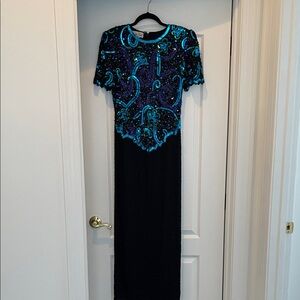 Elegant Black, Teal and Blue Sequin Dress- Size Small ✨